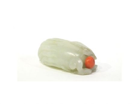 abatière chinoise en jade néphrite claire sculptée en forme de citron 2