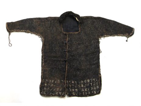 Veste d'armure en soie bleue et cotte de mailles