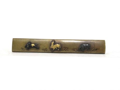 Kozuka - trois chevaux incrustés d'or et de shakudo