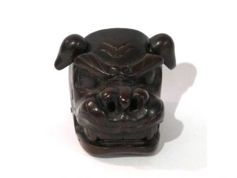 Netsuke en bois - Masque de shishimai