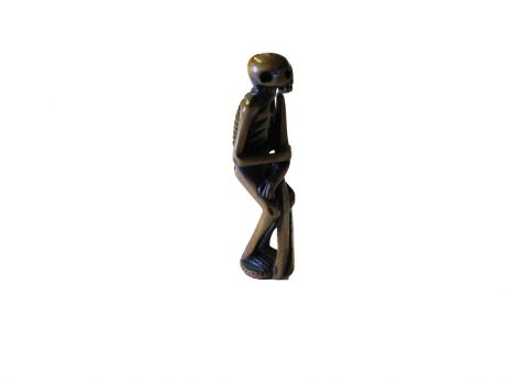 Netsuke en bois - Squelette tenant une stele funeraire 4