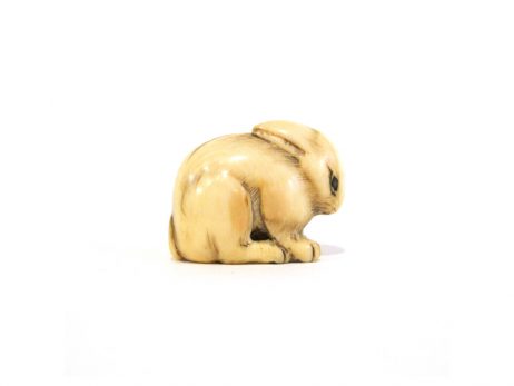 Netsuke en ivoire katabori - Lapin 3