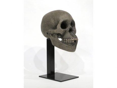 Okimono en bois représentant un crâne humain 3