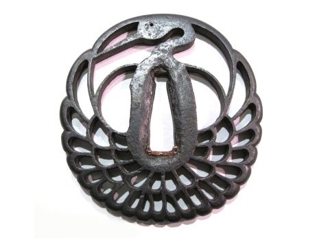 Tsuba en fer - Décor de grue