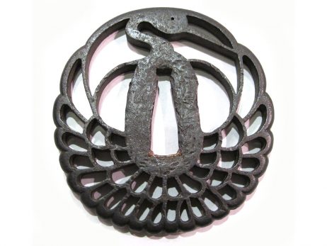 Tsuba en fer - Décor de grue 2