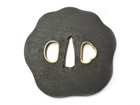 Tsuba en fer kawari gata - Mokume ji 2