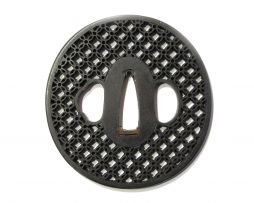 Tsuba en fer nagamarugata - Motifs geometriques