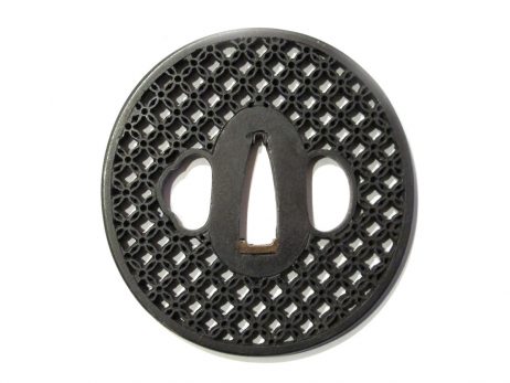 Tsuba en fer nagamarugata - Motifs geometriques