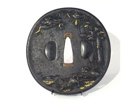 Tsuba en fer - Tigres dans les bambous