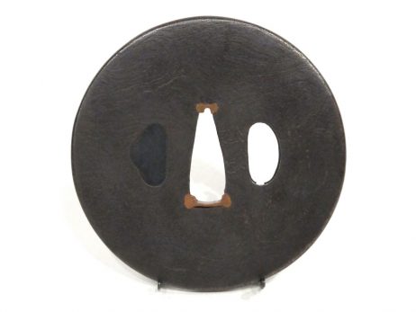 Tsuba en fer marugata - Fond en mokume 2