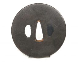 Tsuba en fer marugata - Fond en mokume