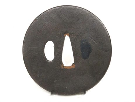 Tsuba en fer marugata - Fond en mokume