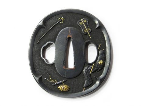 Tsuba en shakudo nagamarugata - Armes et armures samourai