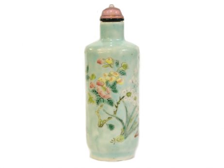 Tabatière chinoise porcelaine turquoise