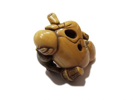 Netsuke ivoire montreur de singe ou sarumawashi periode Edo