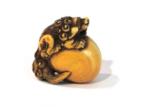 netsuke ivoire lion shishi