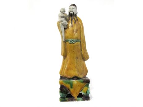 Sculpture porcelaine biscuit sage chinois sansai kangxi