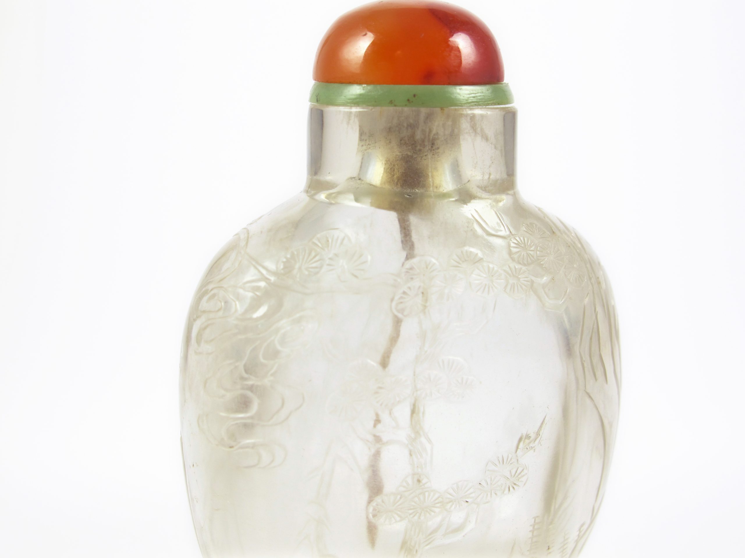 Snuff bottle and its cup with rust spots in rock crystal - China 1790/1850  - Ref.102601