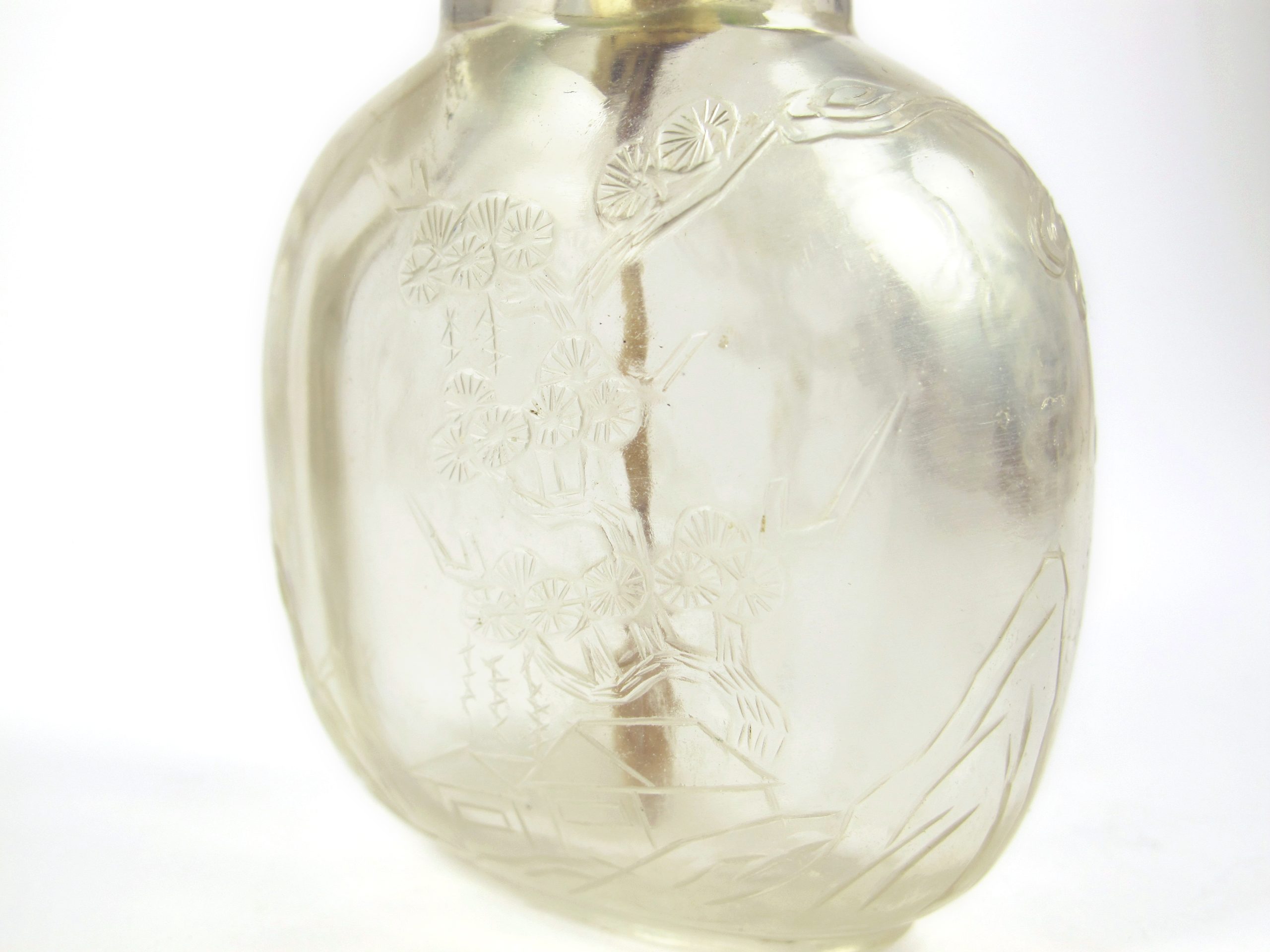 Snuff bottle and its cup with rust spots in rock crystal - China 1790/1850  - Ref.102601